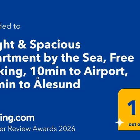 דירה Bright & Spacious By The Sea, Free Parking, 10min To Airport, 12min To Alesund *